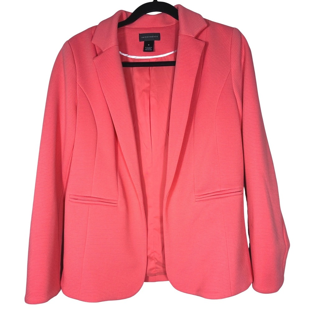 Investments‎ Women's Coral Textured Blazer Jacket Size 6 Career Chic